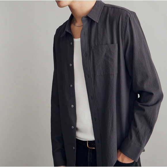Madewell Men's Casual Button Down Shirt - Charcoal - Picture 1 of 5
